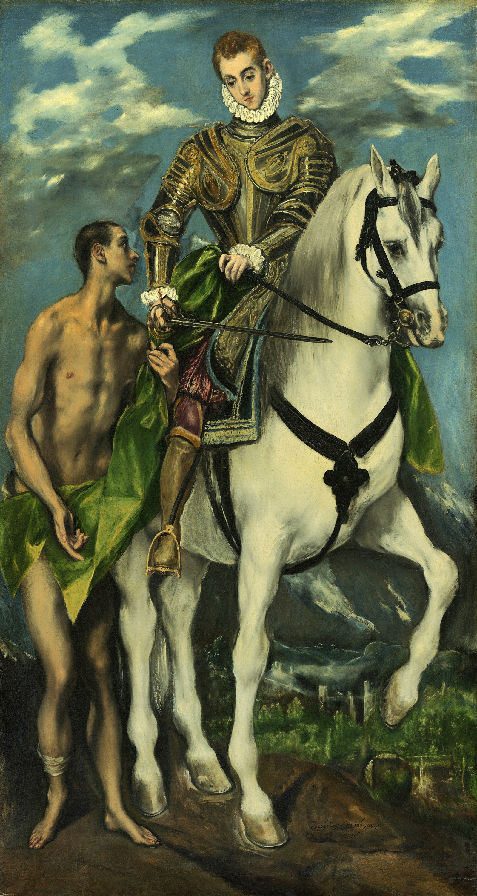 Auf dem Bild ist der heilige Martin auf einem Pferd zu sehen