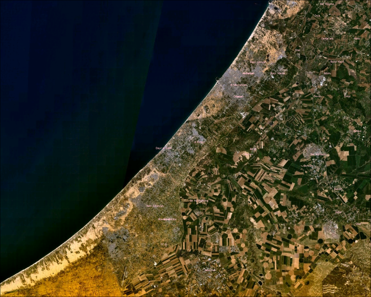 Auf dem Bild ist der Gazastreifen von oben zu sehen