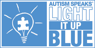 Auf dem Bild ist das Logo von Light it up blue zu sehen. Das Logo ist eine Glühbirne. In der Glühbirne ist ein Puzzleteil.