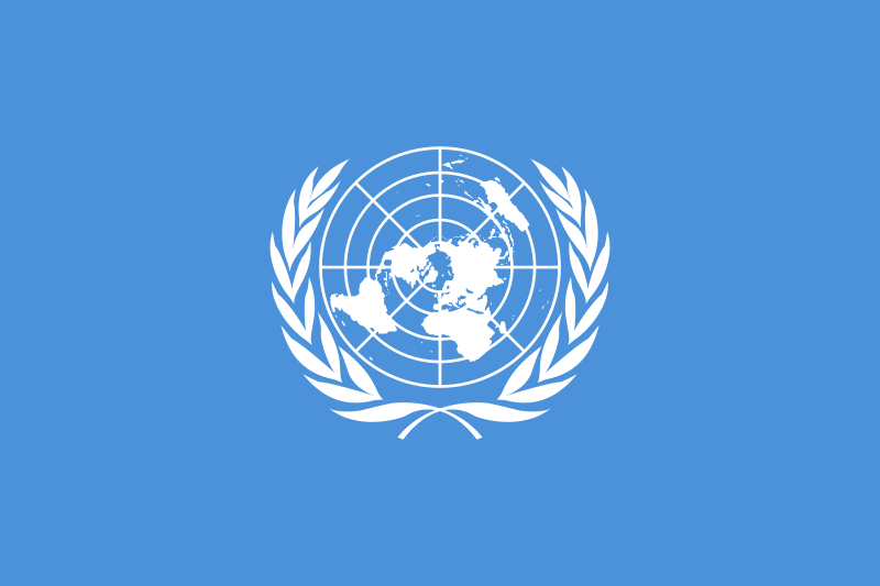 Auf dem Bild ist das Zeichen der UNO zu sehen